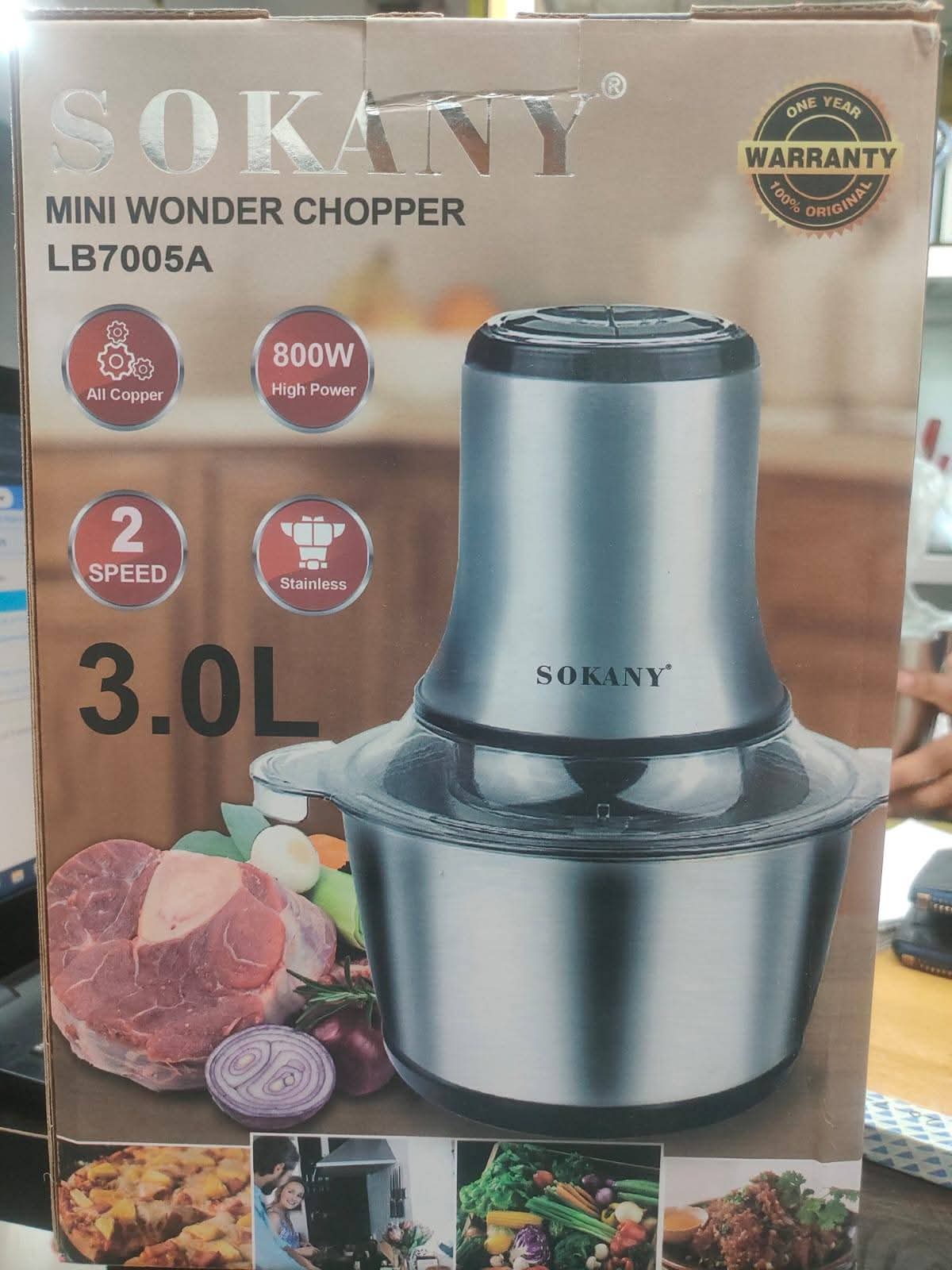 Picture of Food Chopper electric chopper 800 watts, 2 speed levels, 3 liter large SS jar  