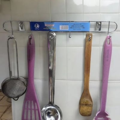 Picture of 6 Pin Hook Stainless Steel Bathroom Cloth Hooks / Hanger / Key Holder / Door Wall Robe Hooks Rail for Hanging Keys, Silver 