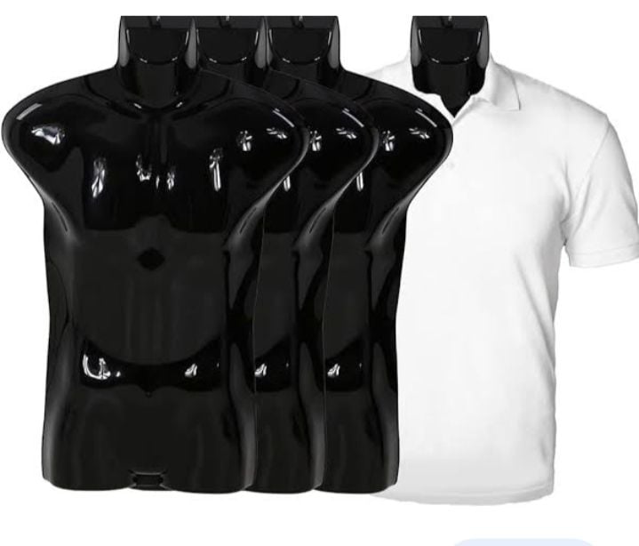 Picture of 4 Pack Male Mannequin Plastic Men Male Body Shell Mannequin-Dummy Type Hangers Shirt Display Stands Regular Size Black 