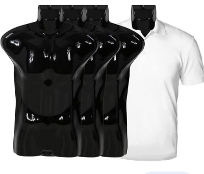 Picture of 4 Pack Male Mannequin Plastic Men Male Body Shell Mannequin-Dummy Type Hangers Shirt Display Stands Regular Size Black 