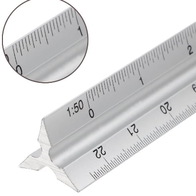 Picture of Triangular Ruler Tri-Scale Ruler Architect Engineer pvc Triangle Scale/Ruler for School/College Students Triangular Scale Ruler 12" Architect Drafting Rulers White 