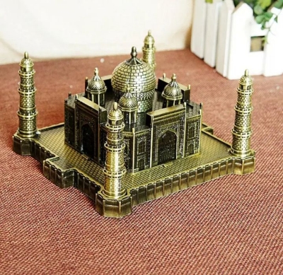 Picture of Metal Taj Mahal Showpice Handicrafts Art Statue Building Model for Desktop Decor Cake Topper Gifts Party Cafe Display Home Decoration,Bronze  