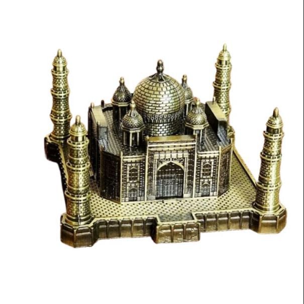Picture of Metal Taj Mahal Showpice Handicrafts Art Statue Building Model for Desktop Decor Cake Topper Gifts Party Cafe Display Home Decoration,Bronze  