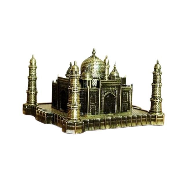 Picture of Metal Taj Mahal Showpice Handicrafts Art Statue Building Model for Desktop Decor Cake Topper Gifts Party Cafe Display Home Decoration,Bronze  