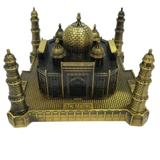 Picture of Metal Taj Mahal Showpice Handicrafts Art Statue Building Model for Desktop Decor Cake Topper Gifts Party Cafe Display Home Decoration,Bronze  