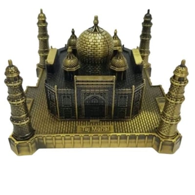 Picture of Metal Taj Mahal Showpice Handicrafts Art Statue Building Model for Desktop Decor Cake Topper Gifts Party Cafe Display Home Decoration,Bronze  