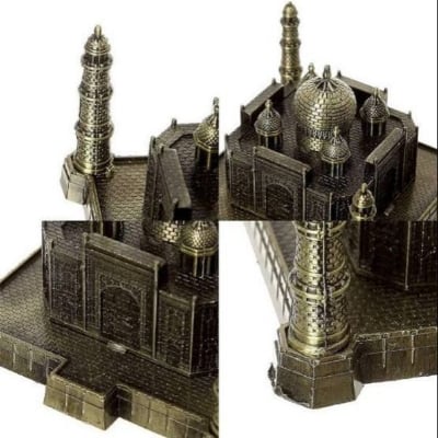 Picture of Metal Taj Mahal Showpice Handicrafts Art Statue Building Model for Desktop Decor Cake Topper Gifts Party Cafe Display Home Decoration,Bronze  