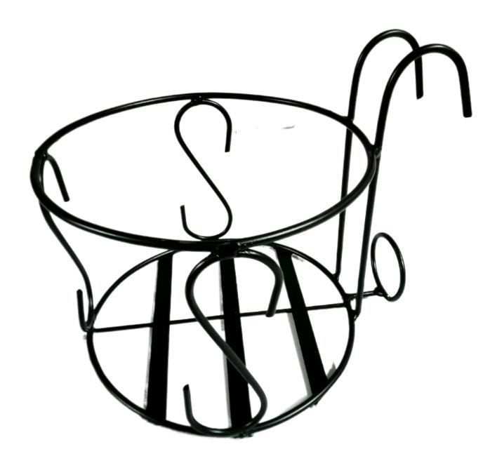 Picture of Hanging Railing Planter Baskets Planter Holder Iron Art Hanging Baskets over the Rail Metal Fence Planters Farmhouse Rustic Hanger Black 