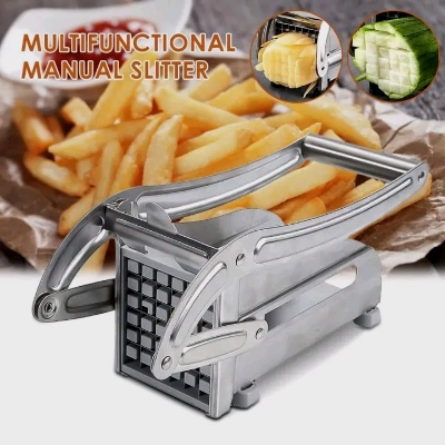 Picture of French Fry Cutter Machine, Commercial Stainless Steel, 2 Blades, Potato Chipper, Fries Slicer, Multi-Function Home Potato Chopper for Vegetable, Fruit  