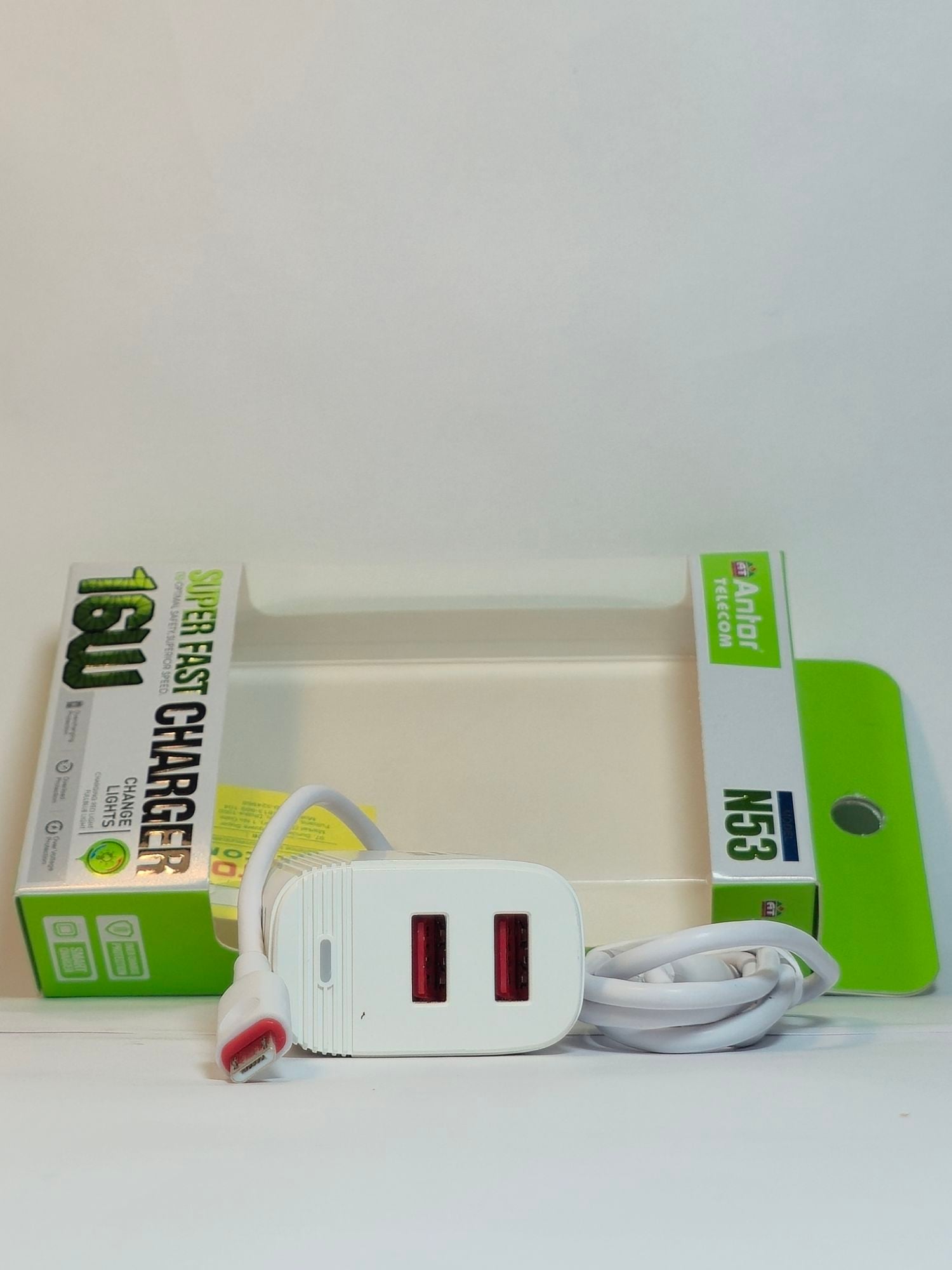 Picture of 16W Type B Fast charger  প্রতি মিনিটে এক পারসেন্ট করে চার্জ হবে মোবাইল ফুল চার্জ হলে অটোমেটিক লাইট চেঞ্জ হবে
