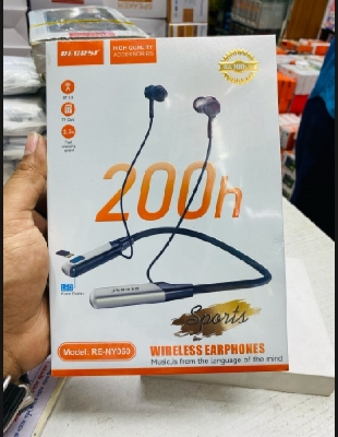 Picture of Recrsi Heavy Bass Neckband [-200 ঘন্টা চার্জিং ব্যাকআপ] RE-NY060 Wireless Bluetooth Neckband Digital Display Long Battery fast charging support By Exotic
