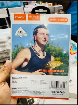Picture of Recrsi Heavy Bass Neckband [-200 ঘন্টা চার্জিং ব্যাকআপ] RE-NY060 Wireless Bluetooth Neckband Digital Display Long Battery fast charging support By Exotic