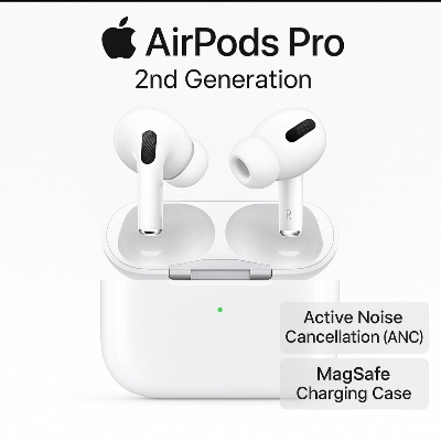 Picture of AirPods Pro 2nd Generation ANC Active Noise Cancellation Wireless Earbuds - Premium Sound & Mic