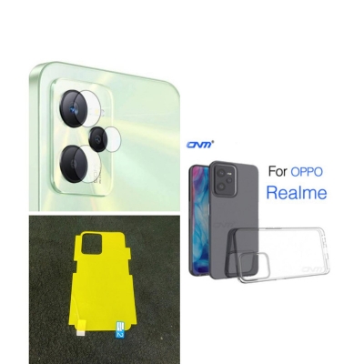 Picture of for realme c35 3-in-1 combo pack (TRANSPARENT BACK COVER +BACK POLY + CAMERA LENS PROTECTOR)