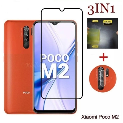 Picture of for poco m2 / redmi 9 prime (3-IN-1) combo pack ( BACK POLY+CAMERA LENS PROTECTOR+screen protector)