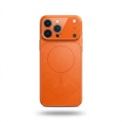 Picture of Fashion Orange Glass Case Compatible for IPhone 17 Pro Max 16 15 14 13 Pro Max Air Luxury Glass Matte Magnetic Wireless Charging Cover