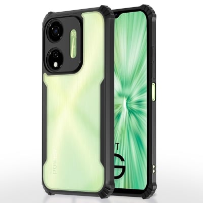 Picture of itel P55 5G Back Cover | Crystal Clear Transparent Back | Ultra Hyrbid | Full Camera Protection | Raised Edge | Bumper Back Case (Black)