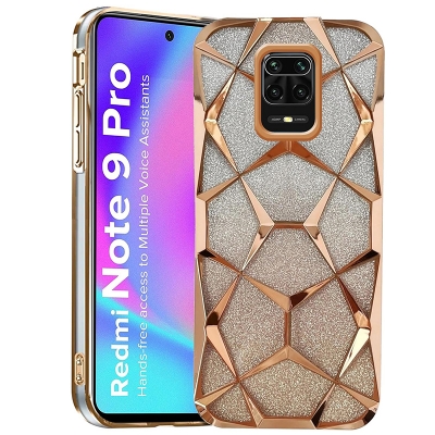 Picture of Glitter Case Compatible for Xiaomi Redmi Note 9 Pro Max/note 9s/note 9 pro Luxury Electroplated 3D Cube, Diamond Bling Shiny Soft TPU Clear Shockproof Women & Teen Girls Protective Phone Cover