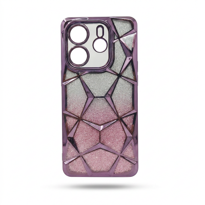 Picture of Glitter Case Compatible for Xiaomi Redmi Note 14 4G Luxury Electroplated 3D Cube, Diamond Bling Shiny Soft TPU Clear Shockproof Case Women & Teen Girls Protective Phone Cove