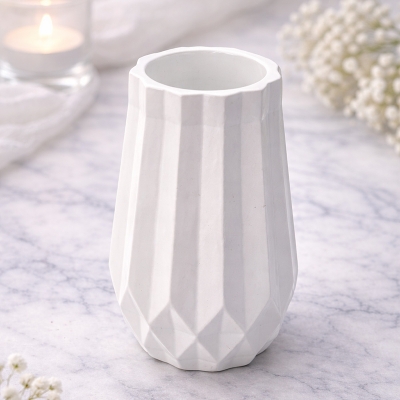 Picture of Concrete Decor Vase - Mini Ribbed Turbine Rounded Vase(Size 10*6 cm)