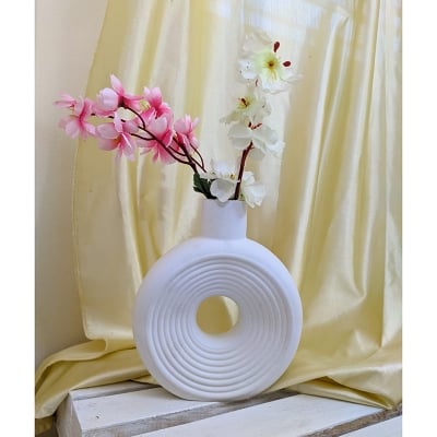 Picture of Designer Hollow Unique White Cement Tube/vase/pen holder/tree/plant indoor or outdoor home decor