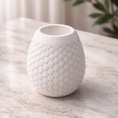 Picture of 1 Piece Dragon Egg White Cement Tube/vase/pen holder/tree/plant indoor or outdoor home decor