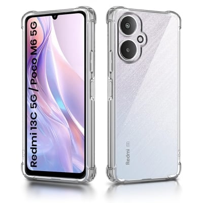 Picture of Clear Back Cover Case for Xiaomi Redmi 13C 5G | Poco M6 5G | Shockproof Soft TPU Case | Cushioned Edges for Ultimate Protection Back Cover Case - Transparent