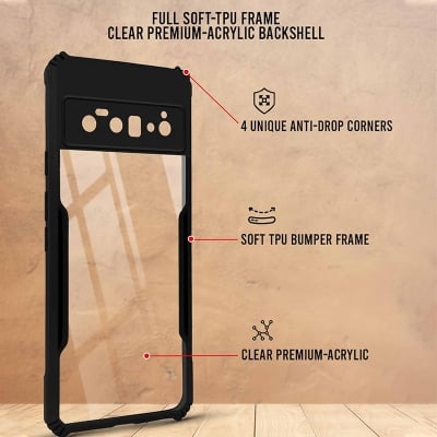 Picture of Back Cover Case Compatible with Google Pixel 6 Pro (TPU + Poly Carbonate | Matte Black)