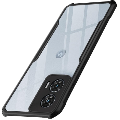 Picture of TheGiftKart Shockproof Crystal Clear Back Cover Case for Motorola Moto Edge 50 Fusion 5G / Moto G96 5G | 360 Degree Protection | Protective Design | Transparent Back Cover (PC & TPU, Black Bumper)