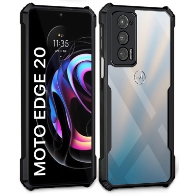Picture of Polycarbonate 360 Degree Protection Black Border Back Cover for Motorola Moto Edge 20 - Black