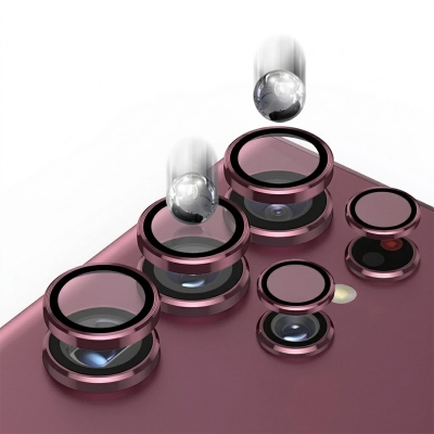 Picture of 5PCS Ring Camera Lens Protector Aluminium with Tempered Glass for Samsung Galaxy S22 Ultra