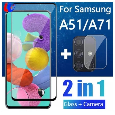 Picture of 2in1 For Samsung Galaxy A71/ A51/ F13 /F23 /M23 5G/ A53/ 5G/ A73/ A33/ A23/ A03/ A13/ A31/ A21S/ A12/ A72/ A52/ A32/ A02S /A22 5G/ A22 4G A52s Protective Glass and Camera Lens SamsungA71 Screen Protector samsunG a51 a71 a31 a21s Tempered Glas film HD Case