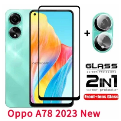 Picture of for oppo A78  4G/ A58 4G /A38 4G 2 IN 1 COMBO PACK SCREEN PROTECTOR + CAMERA LENS