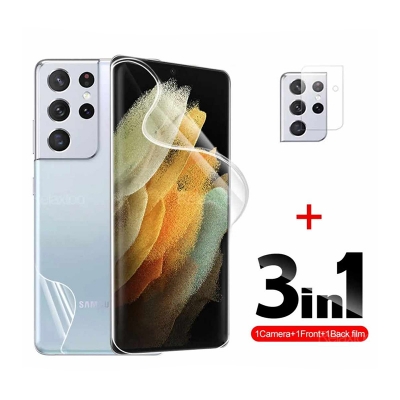 Picture of 3in1 combo pack for samsung galaxy s21 ultra / s22 ultra / s23 ultra back poly camera lens screen protector