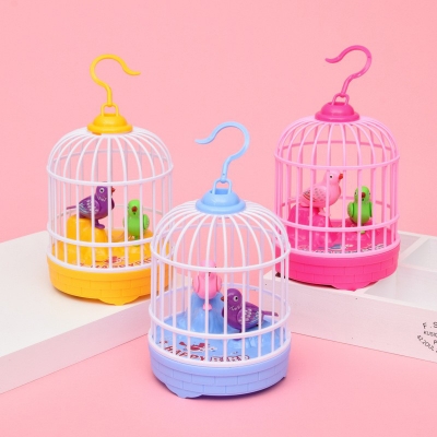 Picture of Electronic Birds Cage Toy Voice Control Vivid Appearance Festival Gift Electric Voice Control Induction Sound Bird Cage for Baby