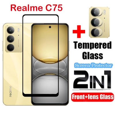 Picture of 2 in1 For Realme C75 4G Screen Protector Transparent Full Cover Film for Realme C75 4G RealmeC75 2024 Tempered Glass Camera Lens