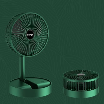 Picture of Portable USB Rechargeable Fan Telescopic Folding Desktop Fan Low Noise High Battery Life Standby Electric Fan for Office House
