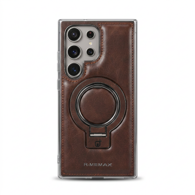 Picture of For Samsung Galaxy S25 Ultra Luxury Business PU Leather Magnetic Ring Stand Phone Slim Case