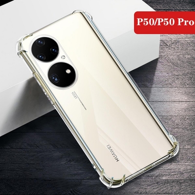 Picture of Huawei P50 Pro Camera Protection Premium Silicone Case Crystal Clear Soft TPU Ultra-Thin Transparent Flexible Protective Mobile Phone Back Cover