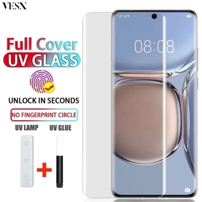 Picture of For Symphony Helio 100 (A+ GRADE) Premium UV Tempered Glass Screen protector Curved with Liquid Glue and UV Light-transparent clear