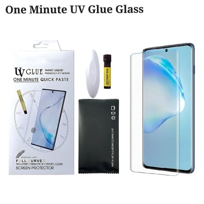 Picture of Tecno Spark 40 Pro+ UV Glue Curved Tempered Glass Screen Protector For Tecno Spark 40 Pro Plus Screen Guard Gorilla Glass With Easy Installation Full Kit