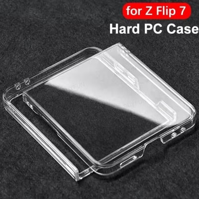 Picture of Samsung Galaxy Z Flip 7 5G Folding Hard Case with Hinge Protection – Transparent Anti-Fall Protective Back Cover