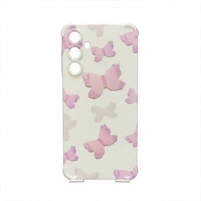 Picture of For Samsung Galaxy A16/A54/A55/A15/A25/S24/S24FE/S25/S23/S23FE/m35/m33 Soft Silicone Back Cover with 3D Pink Butterfly Design, Shockproof Protective