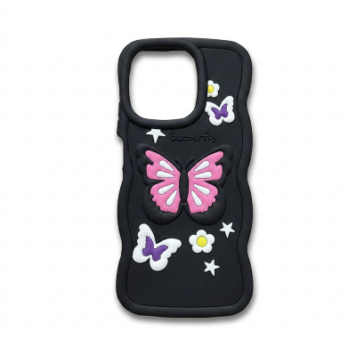 Picture of for Realme C53 / Narzo N53 / C51 Back Cover Pink Butterfly Pattern Luxury Phone Cover Soft Silicone Macaron Wave Mobile Case