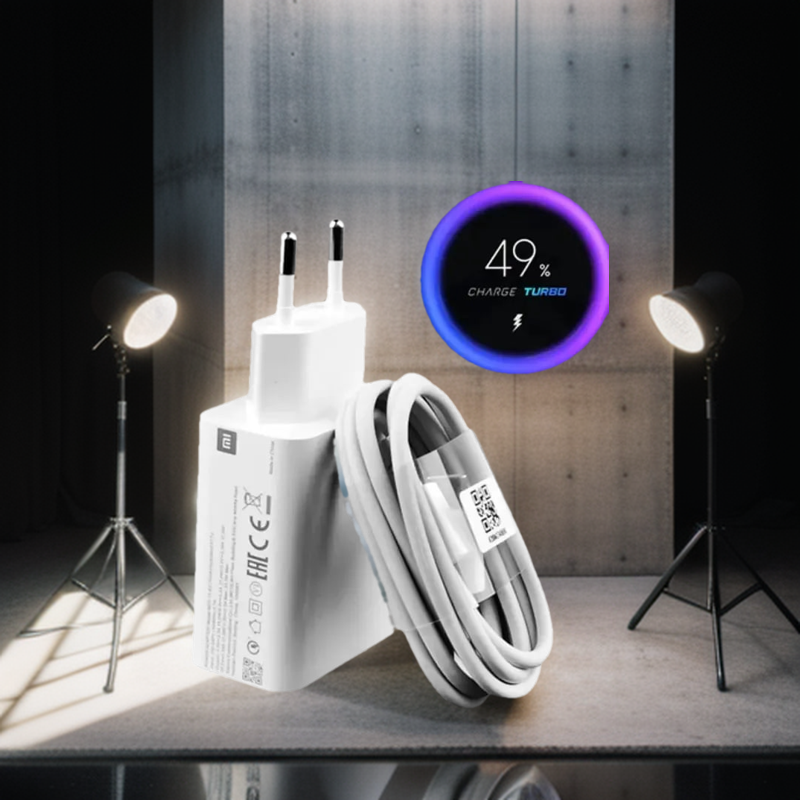 Picture of 33W Charger For Redmi / Mi  Fast Charging Adapter With Type-C cable Showing Charging Percentage