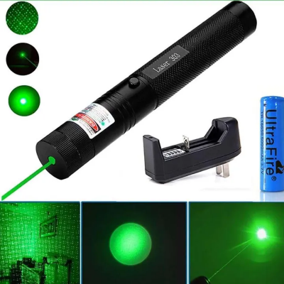Picture of New 10 Miles 532nm Adjustable Focus Green Laser Pointer Beam Light Pen +Star Cap 5mw