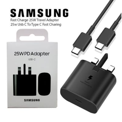 Picture of For Samsung Galaxy S21 Ultra 25Watt Fast Charger UK 3 Plug USB PD Travel Wall Charger with USB Type-C To Type-C Cable For S21 S21+ S21 Ultra S20 S20+ S20 Ultra Note 10+