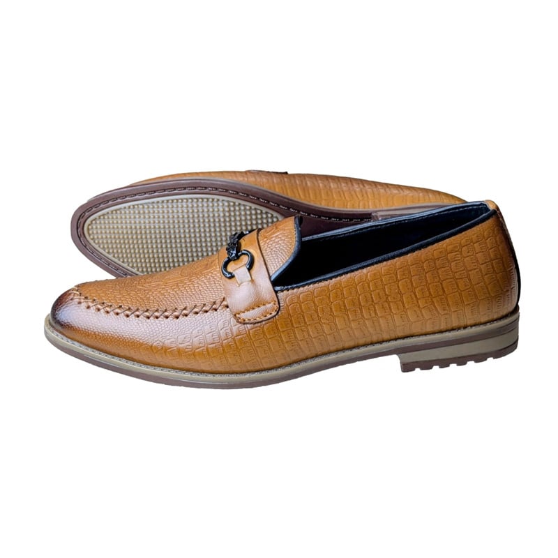 Picture of Men’s Luxury Chain-Bit Loafer with Crocodile Finish - Brown