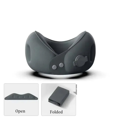 Picture of Inflatable U-Shaped Travel Neck Pillow Portable Soft Sleep Companion - Black