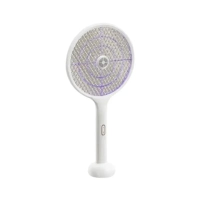 Picture of Qualitell E2 Electric Mosquito Killer Lamp Fly Swatter Racket — 3-in-1 UV Trap & Rechargeable Swatter -  White